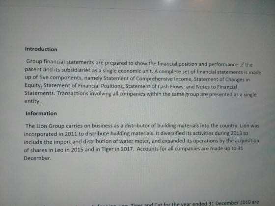 Introduction Group financial statements are prepared to show the financial position and performance of the parent and its sub