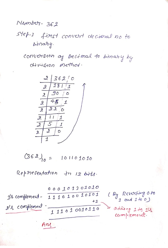 Number - 362 step- ] first convert de cimal no to binary. conversion Hvision of Decimal to binary by method. oflor lor lor lo
