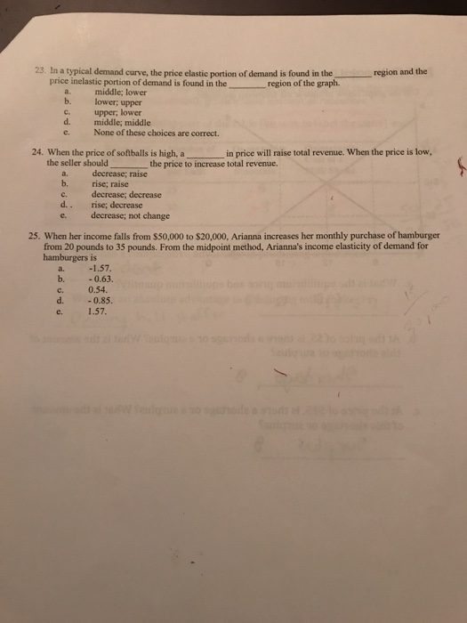 region and the 23. In a typical demand curve, the price elastic portion of demand is found in the price inelastic portion of