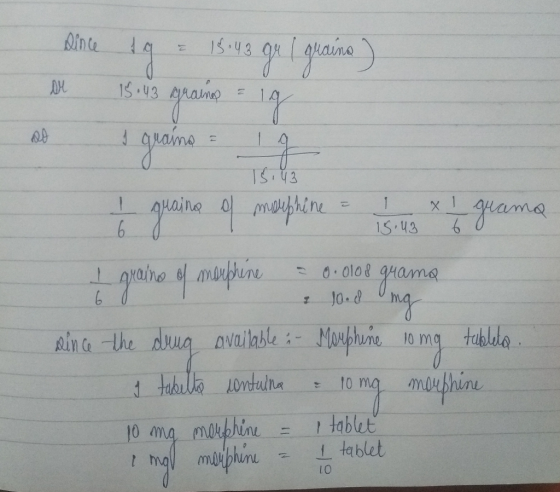 Sinte 15 43 Cram 15.136 aine the g avallable Mne m tahla Oma mouthin = 1 tablet lo