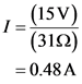 (157)
(312)
= 0.48 A
