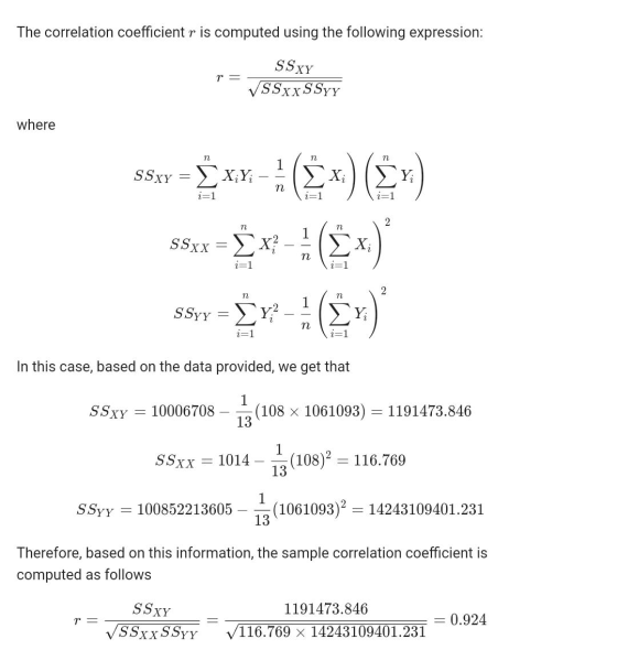 r = S8xx = x 2) The correlation coefficient r is computed using the following expression: SSXY VSSxx SSyy where SSXY x;y; ΣΧ;