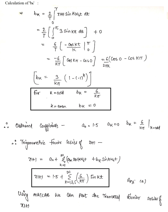 Calculation of bk Inkt dit to bx < 4 **i sin hiot et = } [3 sin kk at ] +0 [-takt | ] - Khi ( cas Kon – Coso] =0(Cos 0 -Co