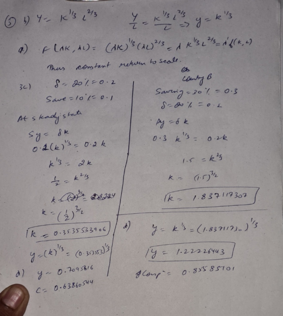 K3 1 2 3 _ if(k, u 1/31 213 ③ b) Yks 1²3 K к ī y=ks 13 213 о Thus constant retwen to scale. comby B 3) S-20%= 0.2 Save =10