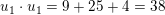 \small u_{1}\cdot u_{1}=9+25+4=38