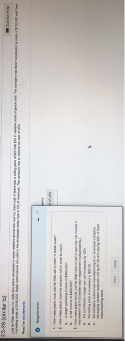 E3-28 (similar to) Just for marating costs a $150.000 who the country w es com of goods e has a sing price of the company has