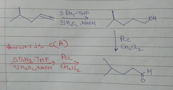 y BH₂ THE 2 H₂O₂, Naoh Answerds cf A) PCC CH₂2 Pec IBH 3 THE 2) H2O2, NaOH eHalla H
