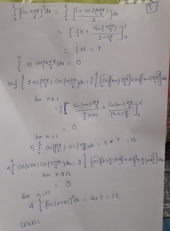 6 6 3 is [cos hoe jde = It cos2 3 2 1 1 ) Jade 2 TO [/x+ หา( 57 ) 2xn - 1 x6 = 3 S 12 (05/04) dx = 0 12 saj f 2 os (Cosme goe