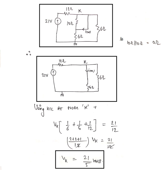 122 K 2V (t S60 S67 1 1102 = 인 पणि | ev (2 22 Using Kel at Node l - W ++] = 1 ( ) 12. 242H