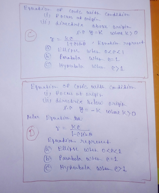 Equation i us of core with condition pocus at origin directrys above origin 1.0 4-K where K70 J = Ko It Otro & Elnation repr