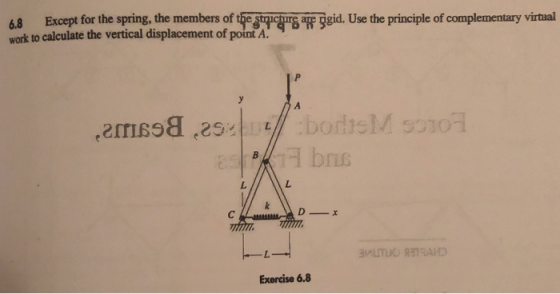 6.8 Except for the spring, the members of the structure are Qgid. Use the principle of complementary virtual work to calculat