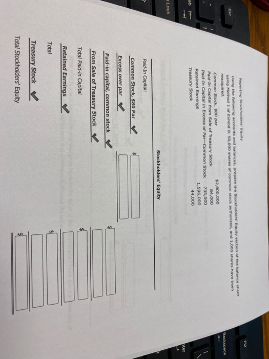 Backspace Reporting Stockholders Equity Using the following accounts and balances, prepare the stockholders Equity section