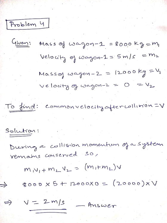 problem u Velo c Massa) on-2 To d Commonv eloci Soluthon: burin