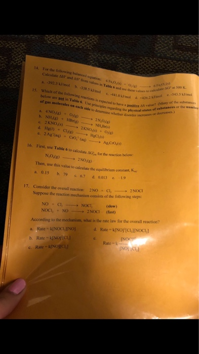 For the following balanced equation: Calculate Δ1rand AS-from values in Table 6 and use des val 14. 4 Fe,O,(s) ·O,(g) a -392.
