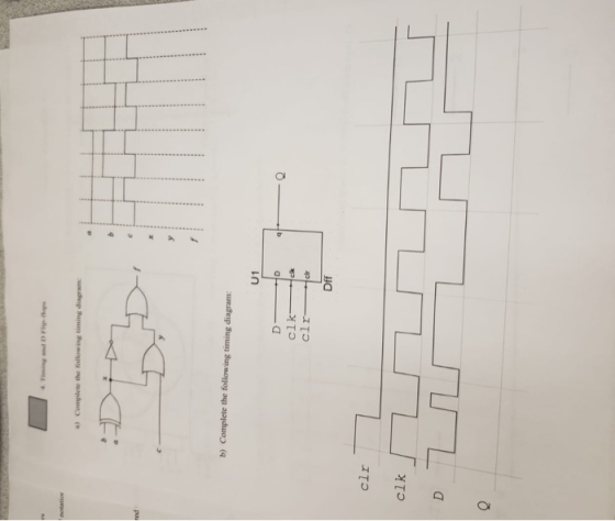 *) Complete the following timing diagram: b) Complete the following timing diagram: DO Dff clr 7