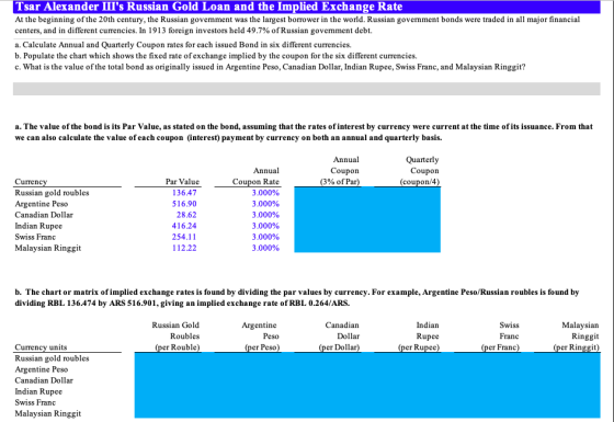 Tsar Alexander IIIs Russian Gold Loan and the Implied Exchange Rate At the beginning ofthe 20th century, the Russian governm