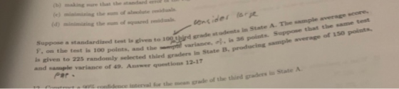 (1) king sure that the standard (e) minimising the sum of about real (d) minimizing the sum of quared residuals Suppose a sta