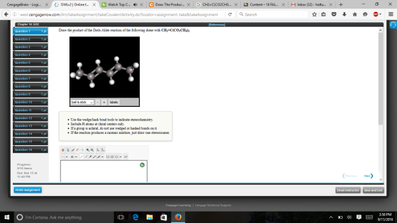 Draw the product of the Diels-Alder reaction of th