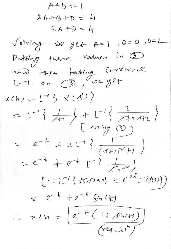 ATB = 1 2A+B+D =4 2 A+D - 4 Solwing we get A-|,B=0,D= in 3 %3D Putting thene then taking get valner inrerne omo L.7. ze57=L3