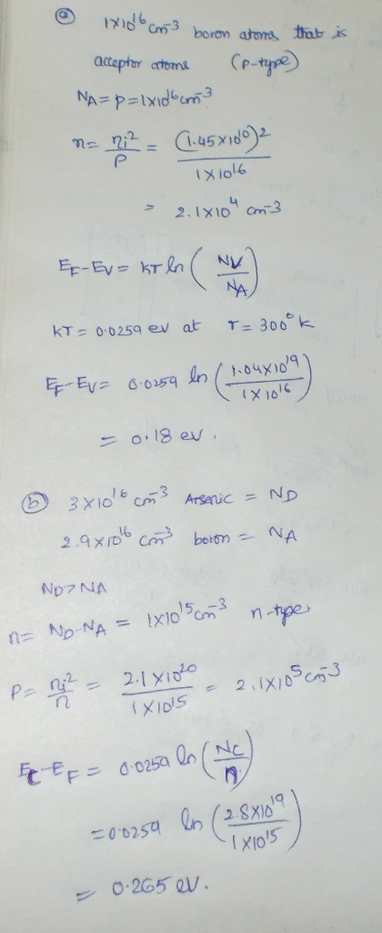 aptor atms p. 2.1X10 EF-EV NV NA kTz 0,0259 ev at r= 300k 18 ev 16 2.xID ND7 NA = 0.025 XIOS 0.265 a.