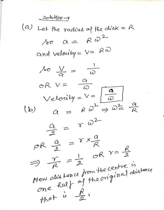 a Let the radius 어 the okisk Velocityニ = t a 2, ヲ吹_a ラn New ols tance from the centre Ome
