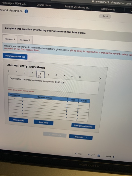 newconnect.mheducation.com Homepage - 21298 MA. Course Home Pearson MyLab and M. mework Assignment Assignments Saved Complete