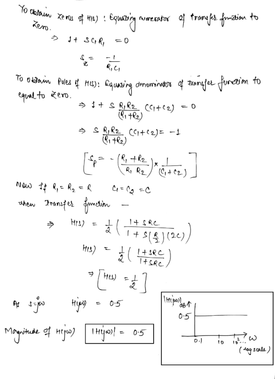 To obraun Leos of His) ! to Zero : equating numerator of trame fer function d+ SCARI =0 S. cz To obrain poles २८ HUS): Equani