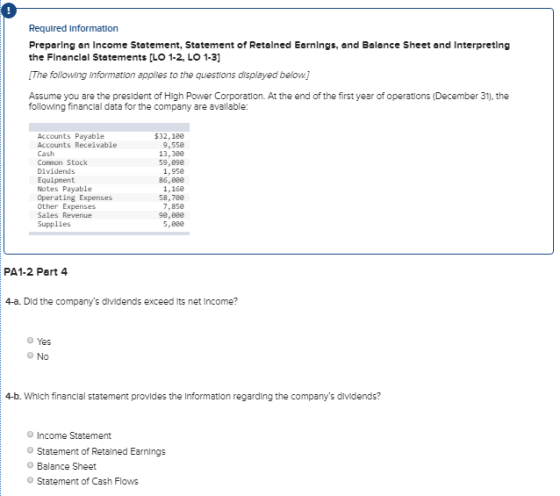 Required Information Preparing an Income Statement, Statement of Retained Earnings, and Balance Sheet and Interpreting the Fi