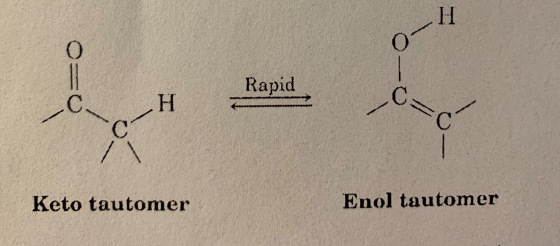 Rapid Keto tautomer Enol tautomer