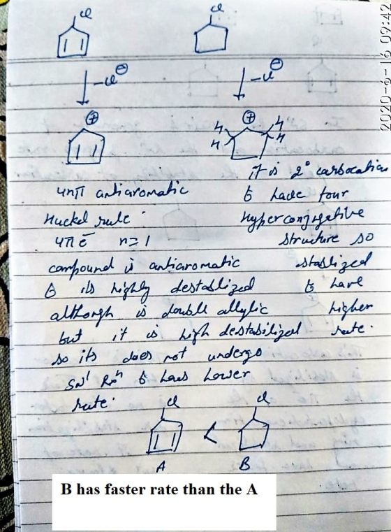 Ince® 17:60 01--OZOU 4 it is go carbocation unit antiaromatic & hace four Hucked rule Hyper conjugative Unē nal Structure so
