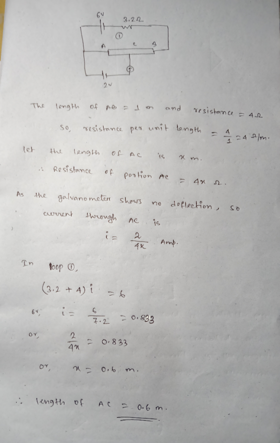 3.22 The length of Ab aim and resistance = 42 resistance per unit length so, Мөн 7 242/m. let the length of AC is x m . . Res