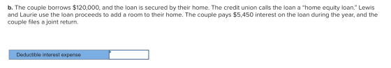 b. The couple borrows $120,000, and the loan is secured by their home. The credit union calls the loan a “home equity loan.