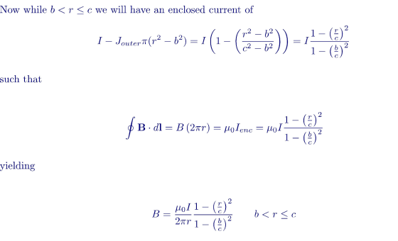 Now while b 〈 r c we will have an enclosed current of - と(r) 1- (b such that (을) yielding 2 2TT 1