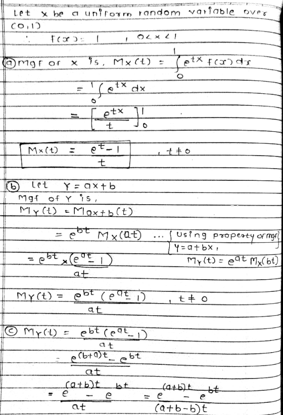 Let X be a unirorro) random variable over CO,1) OLX omgros * Is, MxC etx & Conds letx dx etx I M*(+) : ét-II ,+0 t blet Y= ax