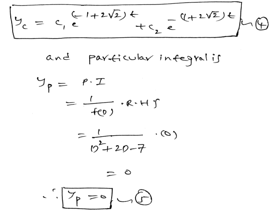 & c = 4, & 1+2 V2Jt tte C+2V2) tuo - C+ 2 VEJE and Yp = particular integralis p. I FED) = .con 042D-7 :lypropy