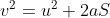 = u? + 2as