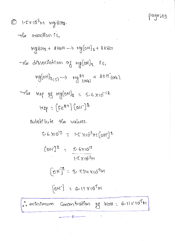 Page:03 i5x103H на вза. tho oacfon is, -Ge ditsocfation ofHfoH] fs, ngfotls S.6xtoa Ksp-[Fe] Co2 &ubsh tute tha valies COH2 S