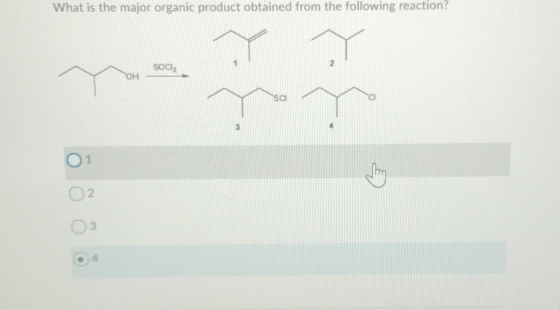 What is the major organic product obtained from the following reaction? SOCI
