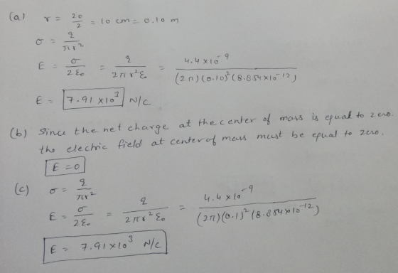 2 九r2 (b) Sne the nef charge at thecenter ef mosss eual to 2 ens ths clechric freld at centerot mess must be epual to 2ero 2 2 -12 22.