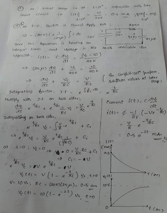 20k tot tot (OV - (a ) capacitor; ict) = cdo 20k A (25 pes de + = 20 k. 2 At initial stage ie at t=0t; capacitor acts like sh