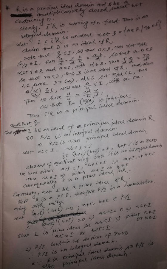 she I is prime isleal so affI o either apl -FAER/3 Ef} Let so * Ris a principal ideal domain and sbe a contenen multiplicativ