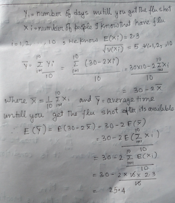 1o 10 10 Y s averaya tima unhill you get The flus shot aftir is avadlalble .. ECT)= E(30-2x)-30-2E(X) 1o 30-2E2 x) l O 25-4