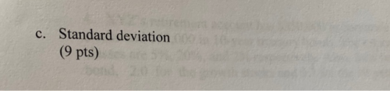 c. Standard deviation (9 pts)
