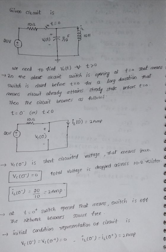 Given ciecut is 100 ntão Het 200 A Velt) -% OF we need to find Velt) ie above ciecuit switch switch is closed before tro mean