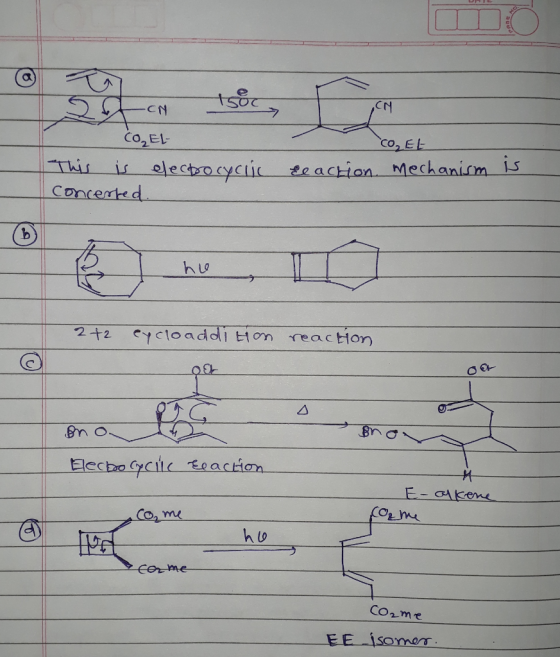 -CN CO₂EL- This is electrocyclic concerred IN - co, et reaction mechanism is hu 2+2 excloaddi ton reaction. on on onos Elecbo