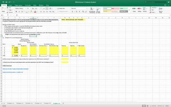 Workshop 4 Problems Student Q Search Shoot + Doo Home Insert Page Layout Formulas Data Xcut Calibri (Body) 12. AA Paste Forma