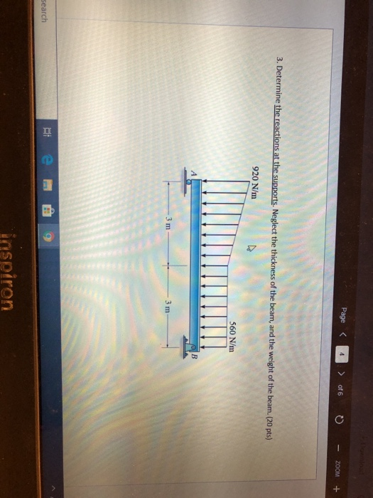 Page < 1 > of 6 - 200M + 3. Determine the reactions at the supports. Neglect the thickness of the beam, and the weight of the