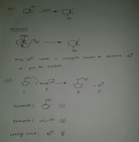 Bye NaSH SH Mechanism SH SH Here, sHe aHauk in cunTugate fan himto displace- to give the. pvóduut. 亙 Nucleophile Leaviy Group: gre