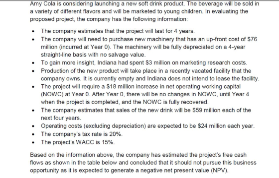 Amy Cola is considering launching a new soft drink product. The beverage will be sold in a variety of different flavors and w