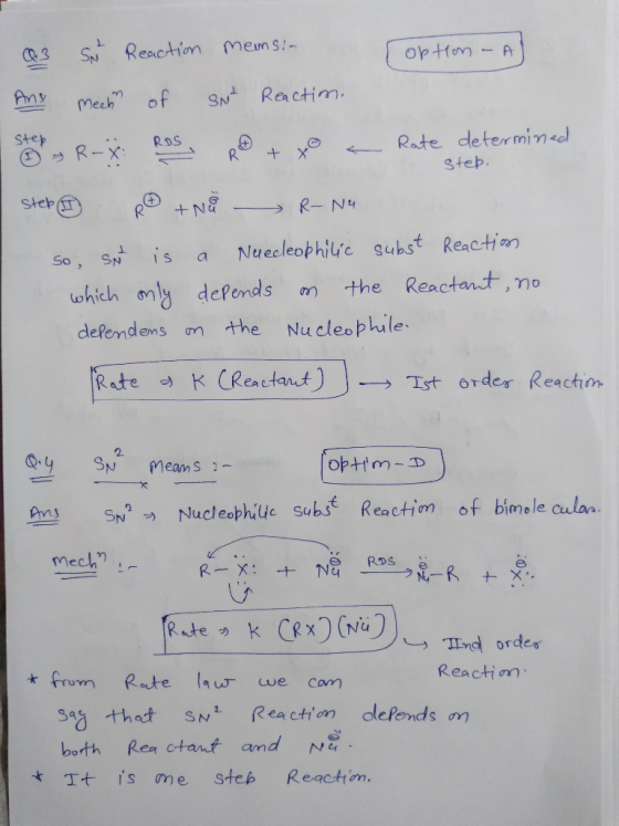 Reaction mems! option A step. 63 Sub Reaction memsin option - A) And mech of sut Reactim. stod y R- ROS, RO + to a Rate deter